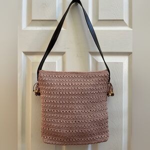 The Sak Dusty Rose Boho Zip Closure Crochet Shoulder Bag!